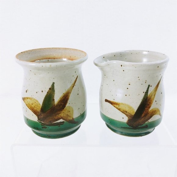 Sugar Creamer Set Studio Pottery Vintage Stoneware Artisan Hallmarked